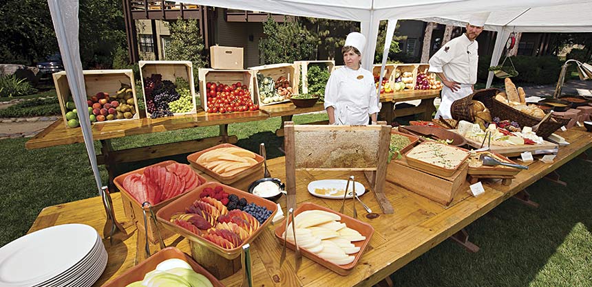 A farm-to-table setup at the Hyatt Regency Lake Tahoe Resort, Spa and Casino.