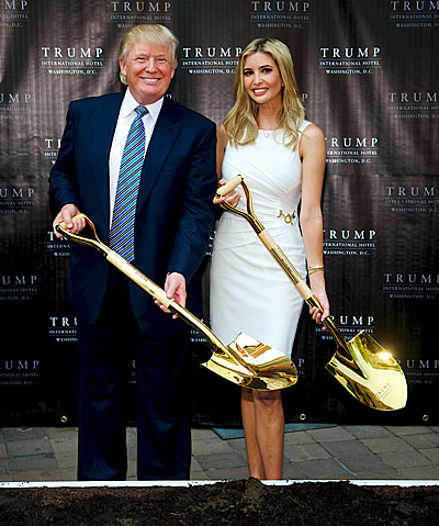 Donald and Ivanka Trump at the groundbreaking.