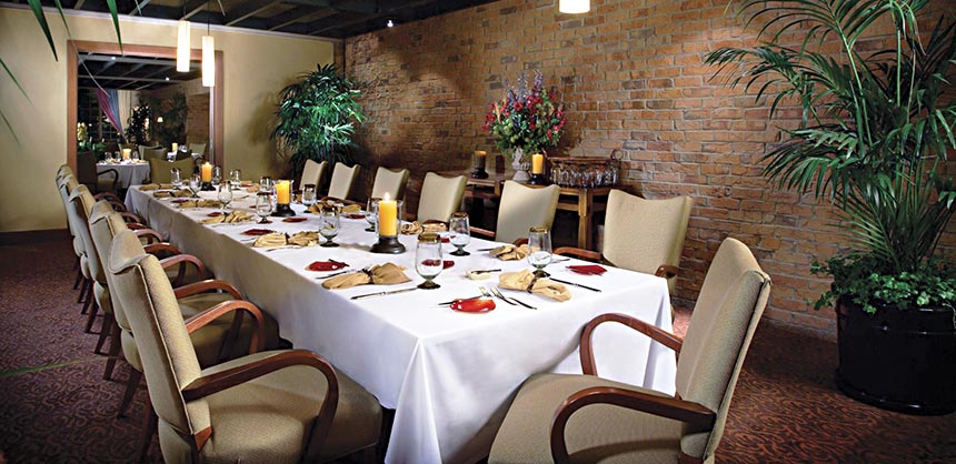 An intimate dinner function setup at the Inverness Hotel and Conference Center, a Destination Hotel, near Denver, Colorado.