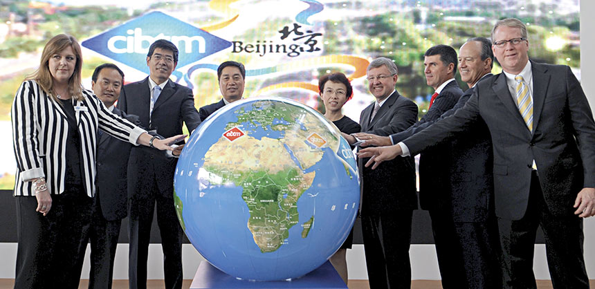 Touching the globe at last year’s CIBTM are (l to r) Jacqui Timmins, Asia exhibition director of Reed Travel Exhibition Group, Song Yu, vice chairman of Beijing Municipal Commission of Tourism Development; Lu Yong, chairman of Beijing Municipal Commission of Tourism Development; Cheng Hong, vice mayor of Beijing Municipal Government; Madam Cheng Hong, vice mayor of Beijing Municipal Government; Marthinus Van Schalkwyk, minister of tourism, South Africa; Craig Moyes, portfolio director, Reed Travel Exhibitions Leisure Portfolio; David Dubois, CEO of IAEE; and Paul Van Deventer, president and CEO of MPI. Credit: CIBTM