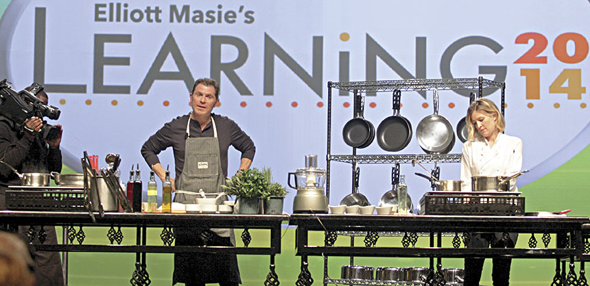 At the Walt Disney World Resort, keynote speaker Bobby Flay explored the design decisions made in the cooking process while preparing delicious dishes on stage at Learning 2014. Credit: Ed Burke