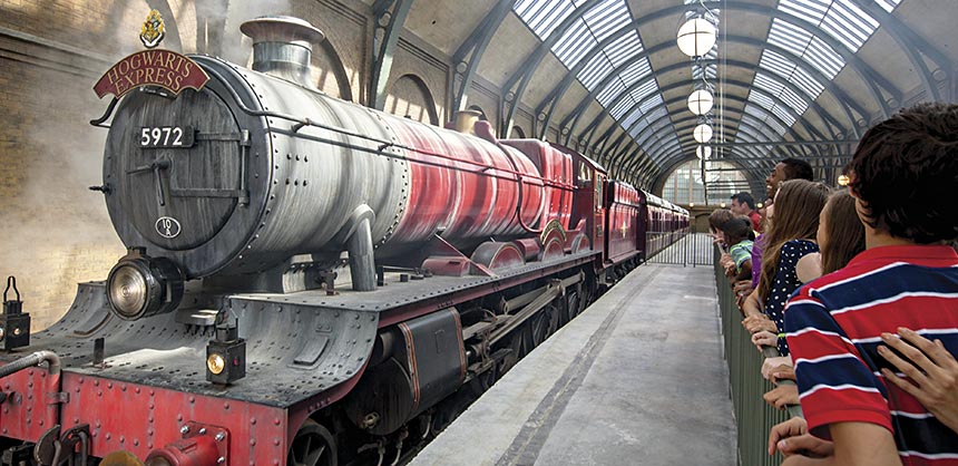 At Universal Orlando Resort, travel between the two different lands of The Wizarding World of Harry Potter via the Hogwarts Express.