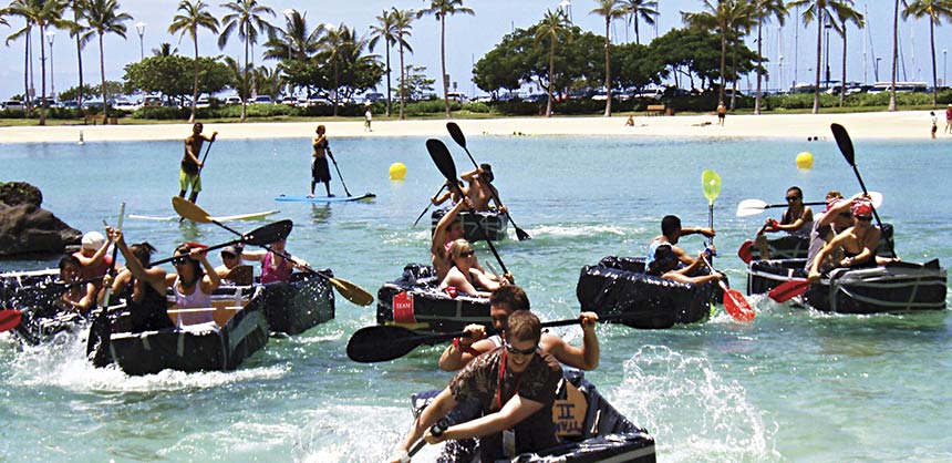 “Beach to Bay” is a teambuilding exercise to challenge crossing new barriers with limited tools. Credit: CRE8AD8 Events