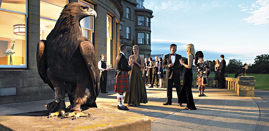 A once-in-a-lifetime gala at the iconic Gleneagles Hotel, near Edinburgh, Scotland, in the Perthshire countryside.