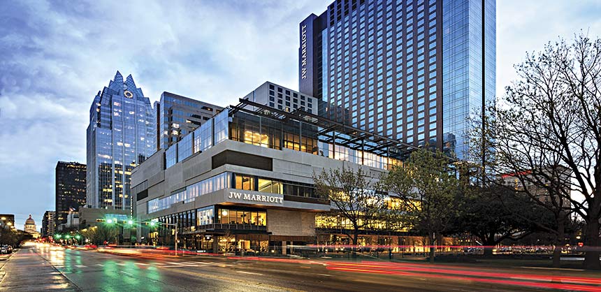 The new JW Marriott Austin, the city’s largest hotel, is within walking distance of the convention center.