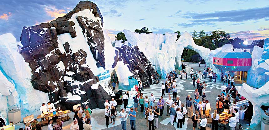 A private group event at SeaWorld's Penguin Encounter.