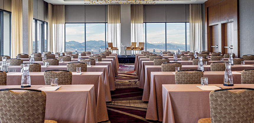 On a clear day, attendees can see forever from the Pinnacle Club’s perch on the 38th floor of the Grand Hyatt Denver.