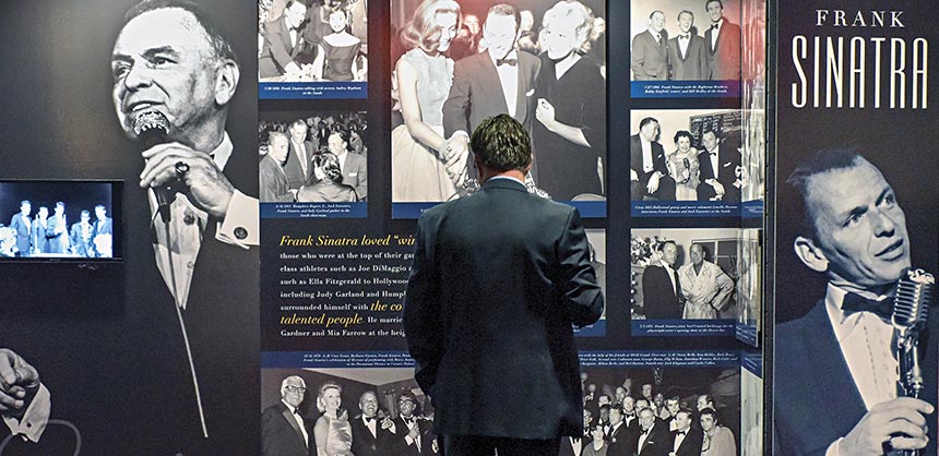 The Frank Sinatra Centennial Exhibit by the Las Vegas News Bureau on display in the Las Vegas Convention Center.  Credit: Mark Damon/Las Vegas News Bureau