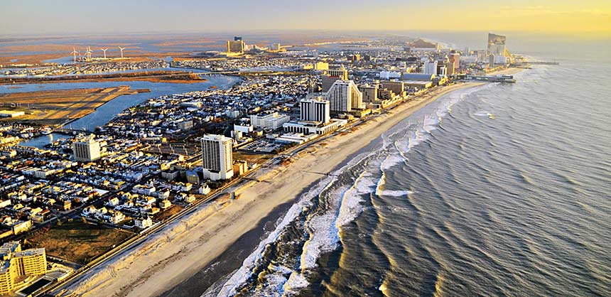 Atlantic City’s skyline is bright with promise as new development is attracting a healthy convention business. Credit: © 2012 Bob Krist.. www.bobkrist.com/Meet AC