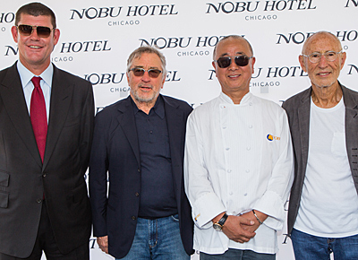 James Packer, Robert De Niro, Chef Nobu Matsuhisa, and Meir Teper break ground on Nobu Hotel Chicago Photo Credit: Francis Son