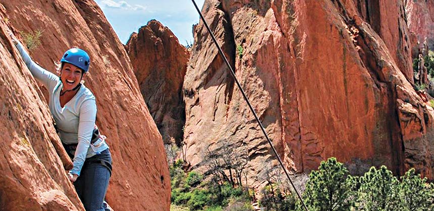 Rock climbing teambuilding programs are a big hit in the Rocky Mountains of Colorado. Credit: Garden of the Gods Club & Resort