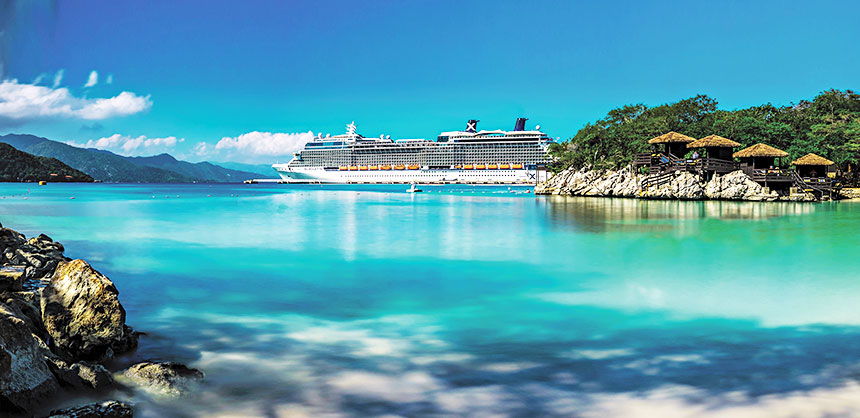 A Celebrity Cruises ship arrives in the port of Labadee on the northern coast of Haiti. Credit: Celebrity Cruises