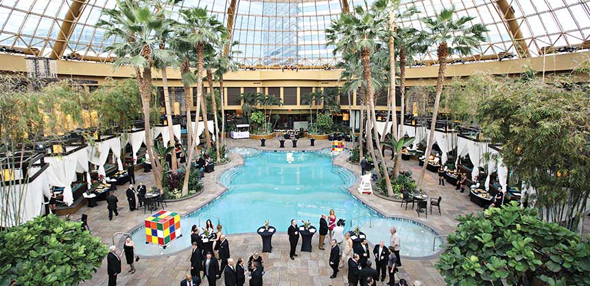 A domed poolside event at Harrah’s Atlantic City.