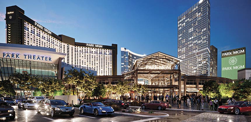 Renderings of the new Park MGM and Central Terrace. The main conference space will be completed in October. Credit: MGM Resorts International