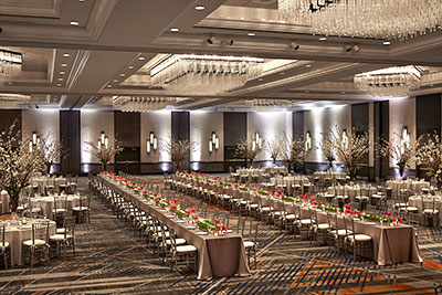 The Grand Ballroom at the Marriott Hotel at the Broooklyn Bridge, the borough's largest hotel.