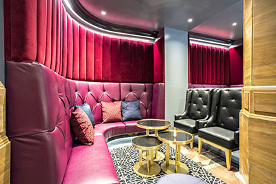 Side banquette — updated seating area.