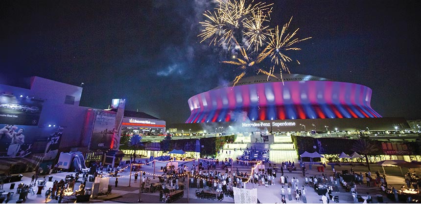 The Mercedes-Benz Superdome is a popluar venue in New Orleans because it is within walking distance of many hotels and attractions.  Credit: PRA New Orleans