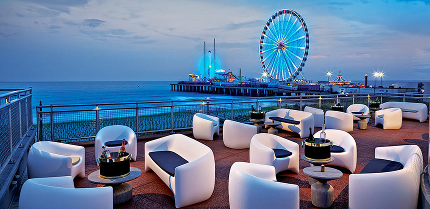 Hard Rock Hotel & Casino Atlantic City, the only Atlantic City resort with direct beach access, offers views of The Wheel at Steel Pier.