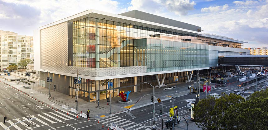 The Moscone Center in San Francisco offers 504,914 sf of contiguous space after a $551 million expansion, which includes a new wireless system.  Credit: Photo by Louis Raphael / Courtesy Moscone Center
