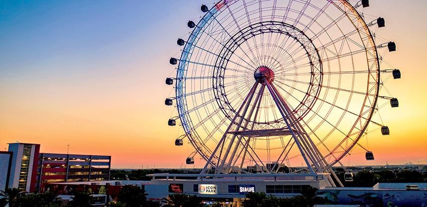 The Wheel, a 400-foot observation wheel at ICON Park will offer attendees a bird’s-eye view of Orlando.