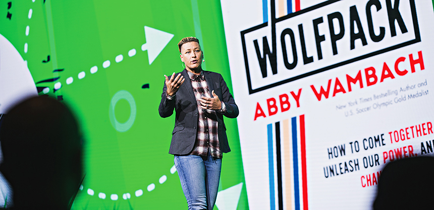 Former U.S. Women’s National Soccer Team player Abby Wambach speaks at Cvent CONNECT 2019. The event had several well-known speakers entertain attendees. Photo Courtesy Cvent