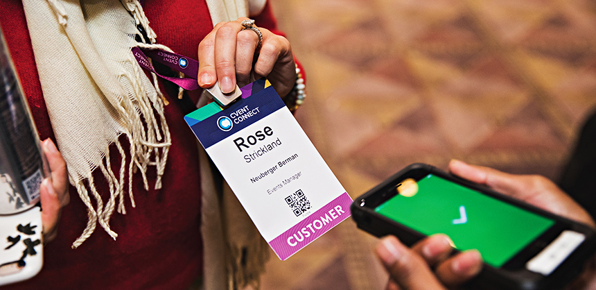 Some of the latest meeting technology includes RFID badges and scanners that are used to identify and track attendees. Photo Courtesy Cvent