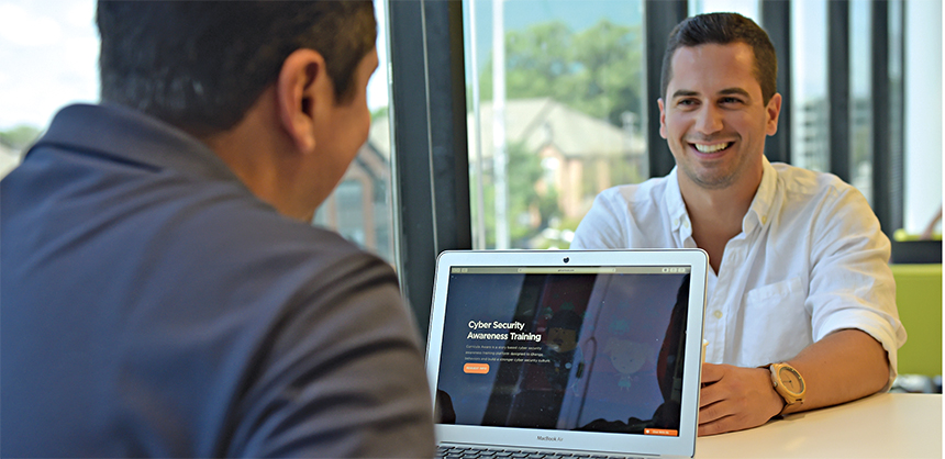 Nick Santora, CEO of Curricula, works alongside his COO, Juan Camarero, to help organizations increase their cybersecurity awareness training. (Courtesy of Nick Santora)