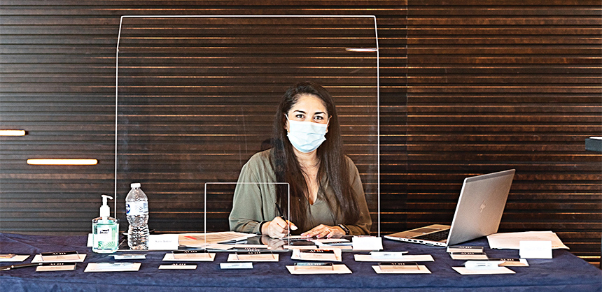 ALHI's Back to Business event featured the latest safety protocols, including masks and Plexiglas shields.  Photo by Clint Brewer