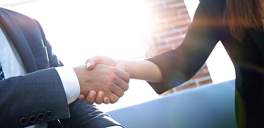 Businessman shaking hands to seal a deal with his partner