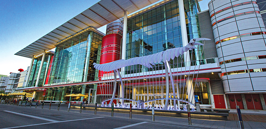 The 1.8 million-sf George R. Brown Convention Center in Houston has five skybridges, which  connect it to the adjacent Hilton Americas-Houston and Marriott Marquis Houston hotels, and the Avenida Houston convention campus.