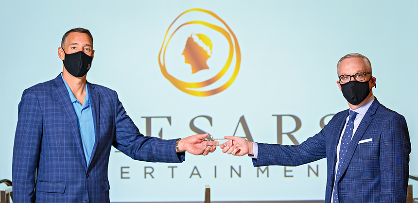 Jerry Horan, right, president and COO of ConferenceDirect, and Michael Massari, chief sales officer with Caesars Entertainment, at a recent event at CAESARS FORUM.