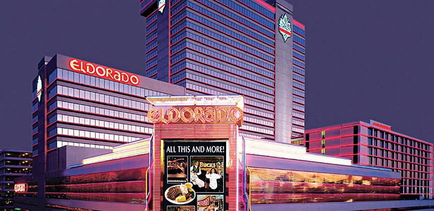 Caesars Entertainment, Inc.’s THE ROW in Reno features Eldorado Resort Casino (pictured), Circus Circus Reno and Silver Legacy Resort Casino. THE ROW offers eating, entertainment and more.