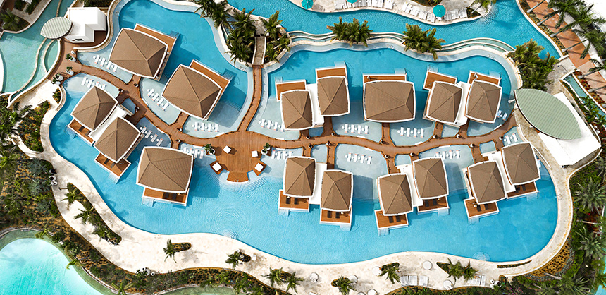 Seminole Hard Rock Hotel & Casino Hollywood’s Bora Bora cabanas. The resort also offers a 7,000-sf poolside function area. 