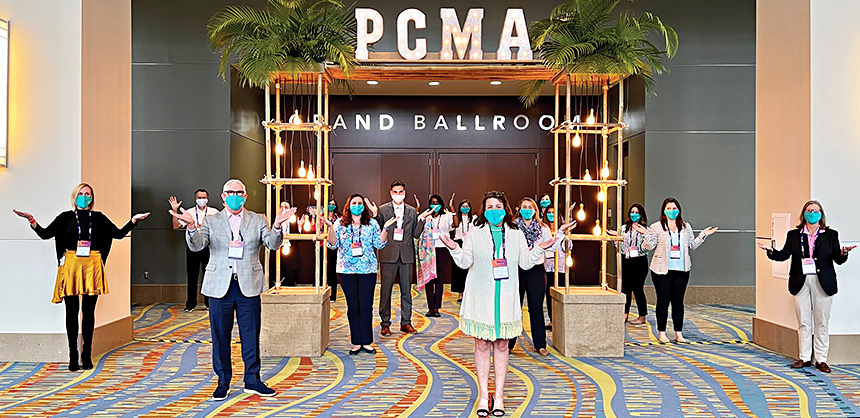 PCMA hosted its recent Convening Leaders 2021 event at the Palm Beach County Convention Center in Florida. Attendees followed strict venue guidelines for social distancing and temperature checks. Photo courtesy of Kelly Cavers