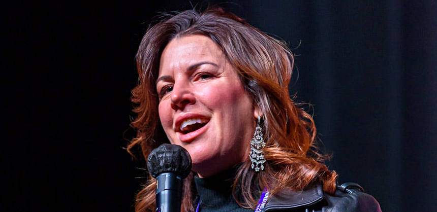 Lisa Messina, Vice President of Sales at Caesars Entertainment Corporation, speaks at PCMA’s 2021 Convening Leaders Forum at CAESARS FORUM. Courtesy Photo