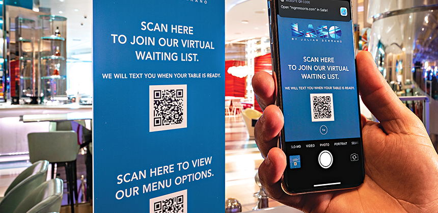 MGM Resorts International has introduced technology where attendees can scan QR codes with their mobile device and view event menu details. Photo Courtesy of Victoria Chivers