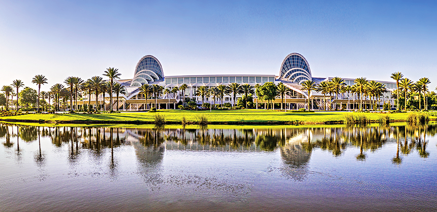 Orlando’s Orange County Convention Center, pictured, is one of the largest in the U.S., offering 1.1 million sf of exhibition space.