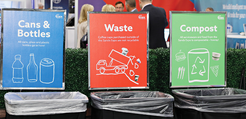 Separating waste is only one step in the process as the focus on sustainability grows. Planners are also using dozens of other measures to reduce the carbon footprint of their meetings and events. Courtesy of Mariela McIlwraith