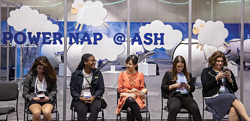 One of the most popular health and wellness activities at the American Society of Hematology's annual events is the area where attendees can take a power nap in a pod. Photo by Zach Boyden-Holmes / Courtesy of the American Society of Hematology