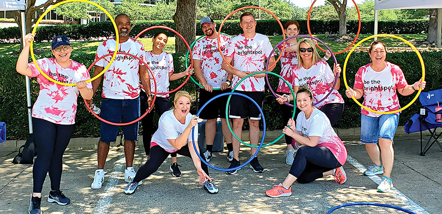 The employees at Brightspot Incentives & Events often do team-building exercises to help alleviate job stress.