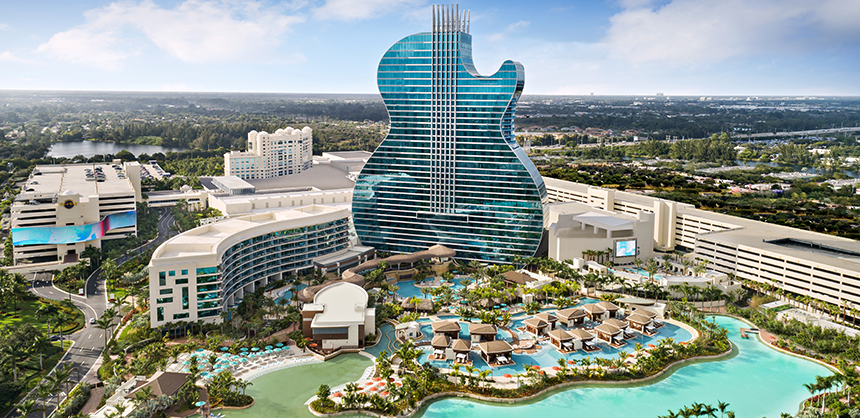 Seminole Hard Rock Hotel & Casino Hollywood’s Guitar Hotel beckons attendees.