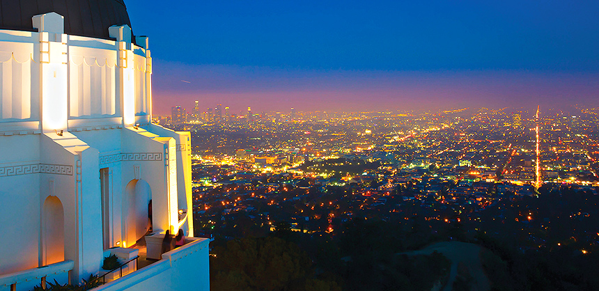 Los Angeles offers trips such as a visit to Griffith Observatory, pictured, and a host of museums and other off-site activities. Courtesy of Discover Los Angeles