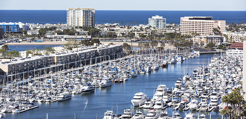 Marina del Rey is located along the Los Angeles coastline 4 miles north of Los Angeles International Airport. Attendees can unwind by participating in a host of water activities. Courtesy of Discover Los Angeles
