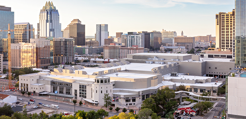 The state-of-the-art Austin Convention Center offers nearly 250,000 sf of contiguous, column-free exhibit space, and two ballrooms, one 40,510 sf and the other 23,000 sf.