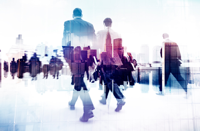 Abstract Image of Business People Walking on the Street