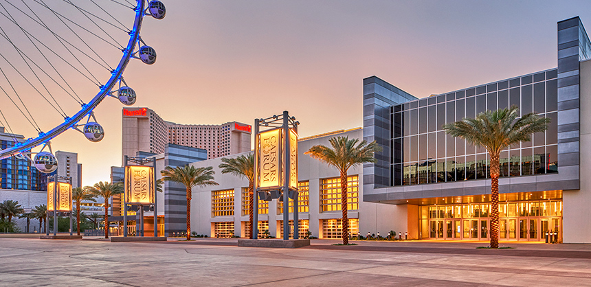 CAESARS FORUM offers 300,000 sf of meeting space and a 100,000-sf outdoor plaza. Courtesy of Caesars Entertainment