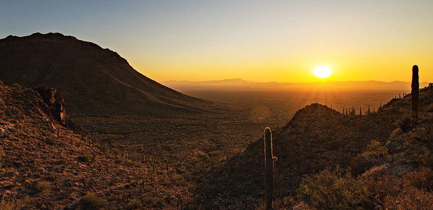 Sunset at Gates Pass in Tucson epitomizes the scenery found throughout Arizona. Courtesy of Visit Tucson