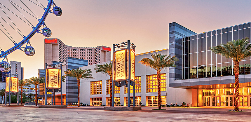 CAESARS FORUM offers a more than 100,000-sf outdoor plaza, as well as more than 300,000 sf of indoor meeting space. Courtesy Photo.