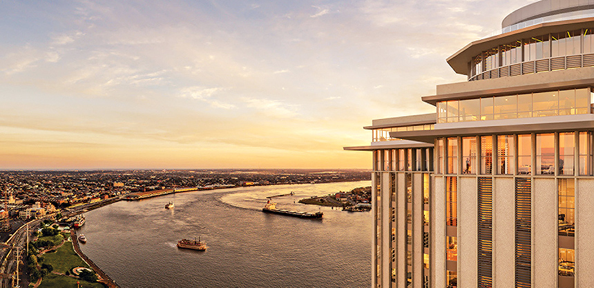 Four Seasons Hotel New Orleans is home to Vue Orleans, on the 33rd and 34th floors, which is an indoor/outdoor observation deck and exhibit with 360-degree panoramic riverfront views.