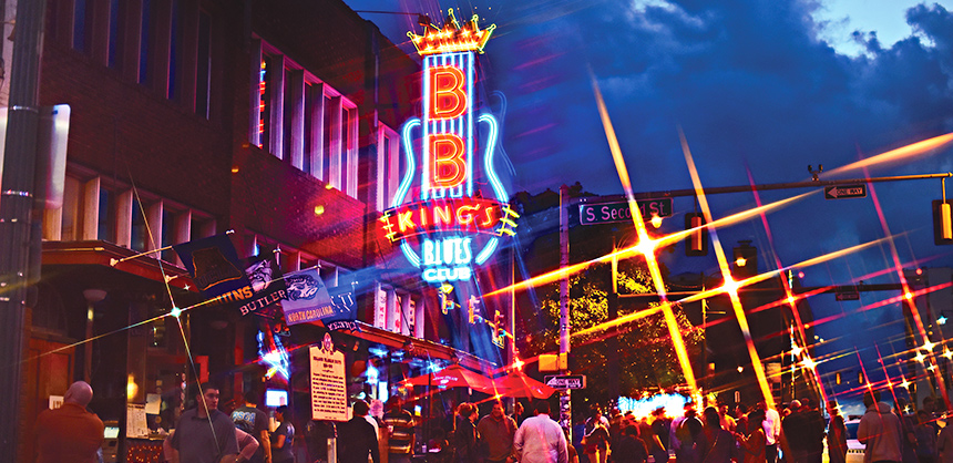 Memphis is known as an affordable destination filled with music and culture, like B.B. King’s Blues Club on Beale Street. Andrea Zucker Photography / Memphis Convention & Visitors Bureau